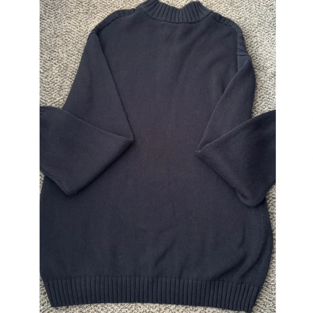 100% Cotton 1/4 Zip Sweater Men's 2XB Black Ribbed Pullover Big Tall